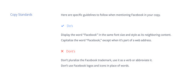 Facebook Style Guide Example