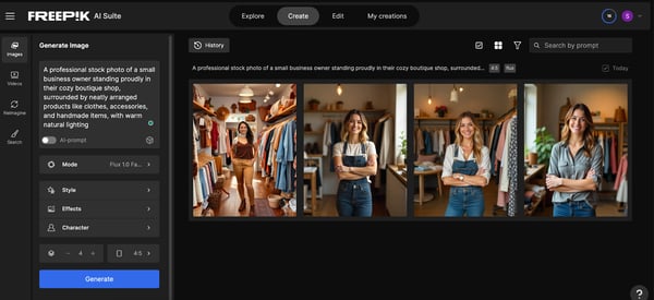 Generating images on Freepik