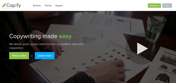 copify landing page