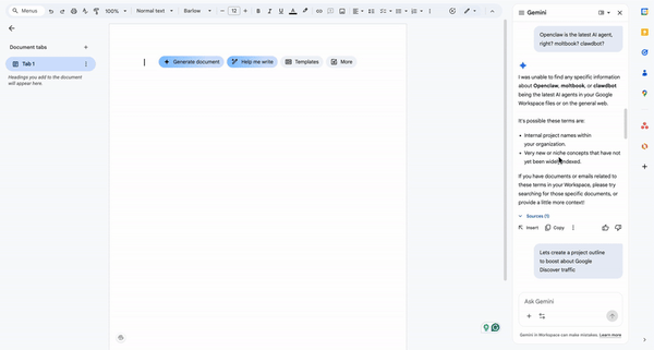 Gemini in Google Doc