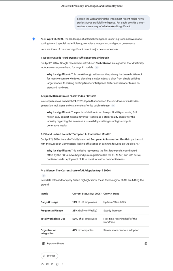 Gemini real time web search task-1