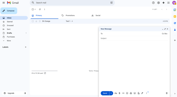 Gmail interface