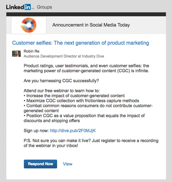 webinar linkedin groups