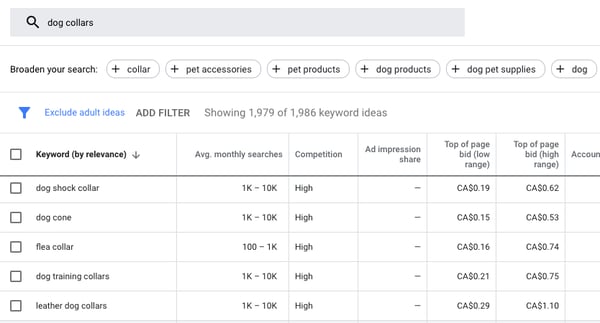 keyword planner