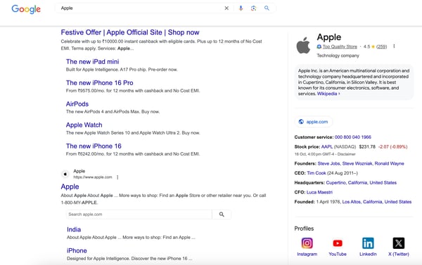 Google Knowledge Panel for brand