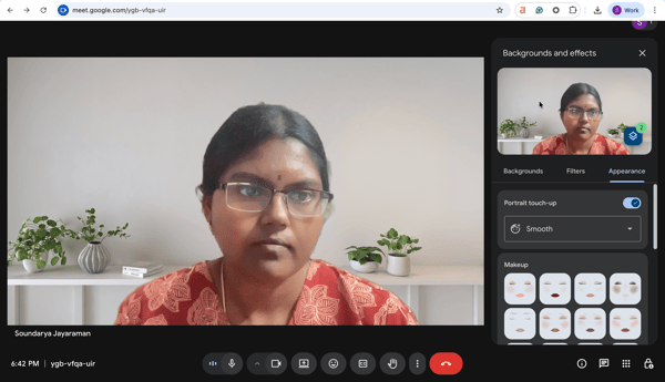 Google Meet video quality and filters