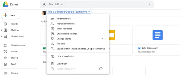 Google Team Drive Settings