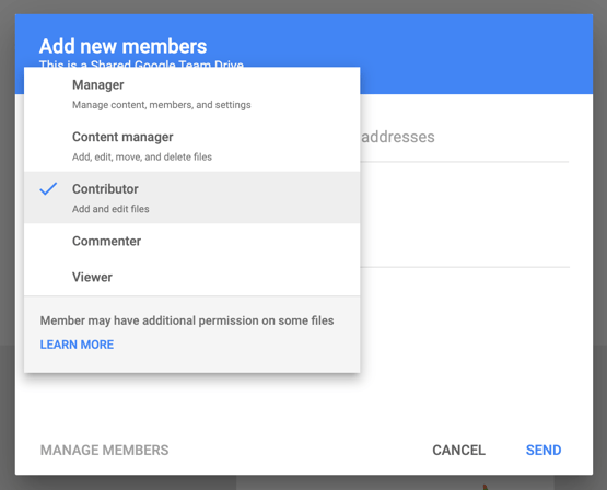 Edit Permissions in Google Team Drive