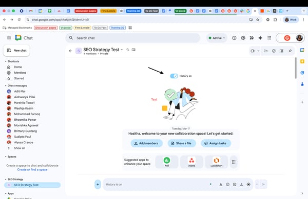 Google chat history