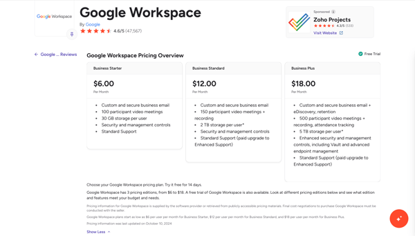 Google forms pricing