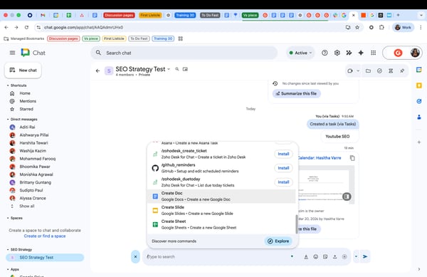Google chat sharing