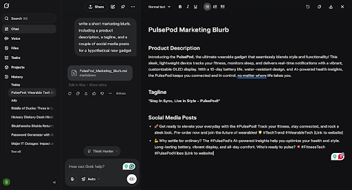 Grok for content generation