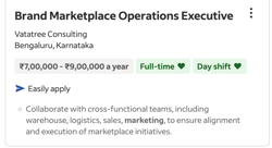 Helpful tags, like “full-time” and “typically responds in” on Indeed job listings.