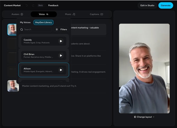 HeyGen- Voice quality and options