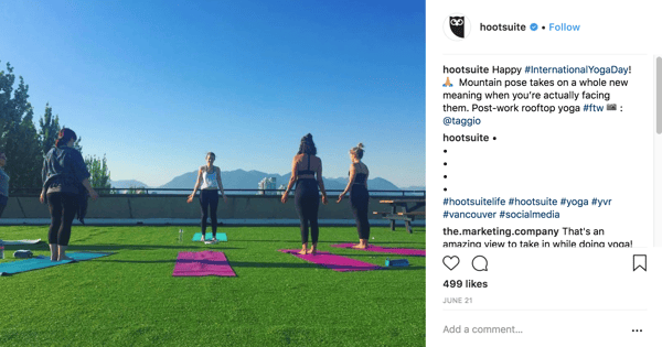 Hootsuite Yoga Instagram post