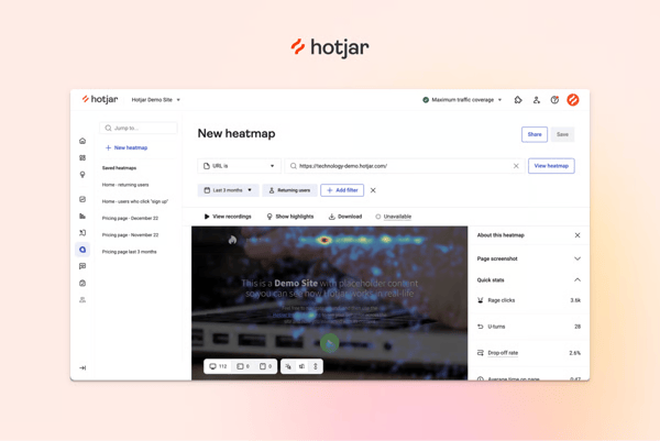 Hotjar new heatmap creation