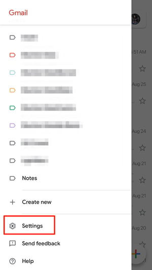 Gmail Settings in iPhone App