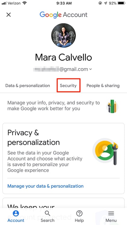 Security in Gmail iPhone App