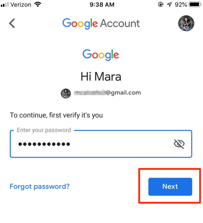 Enter Gmail Password in iPhone App