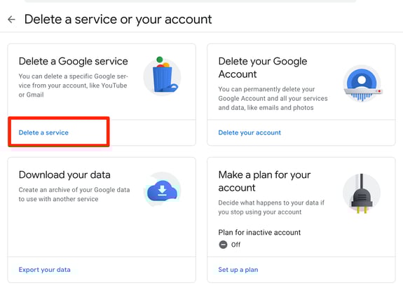 Click Delete a Service