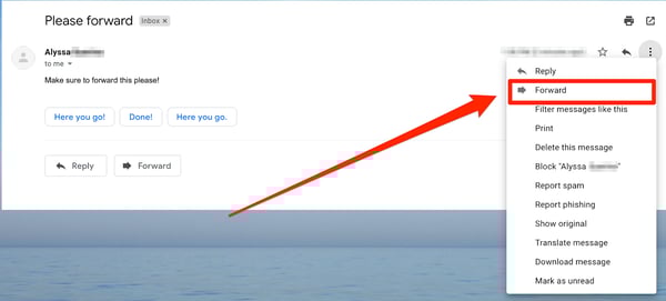 Click Forward in Gmail