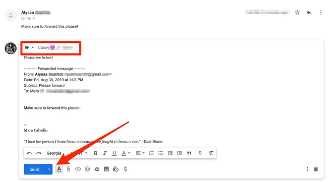 Forwarding in Gmail