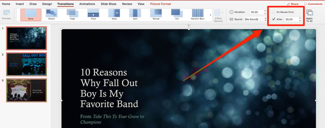 how to loop ppt slideshow Adjust Timing in PowerPoint