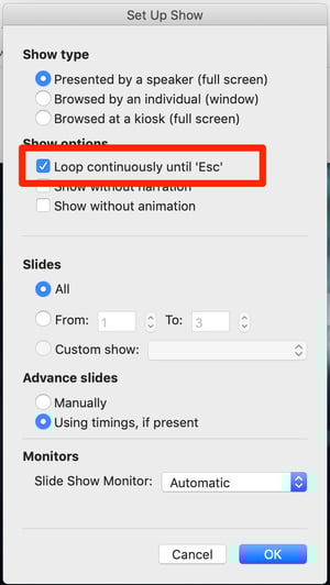 how to loop ppt slideshow Click Loop continuously in PowerPoint