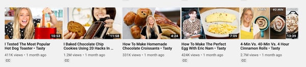 Example of video thumbnails