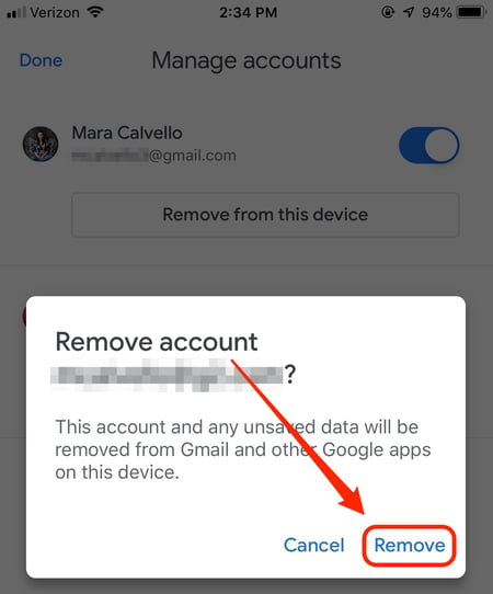 Confirm Remove Gmail Account From Device
