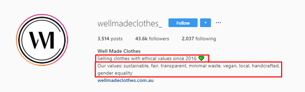 WellMadeClothes IG bio