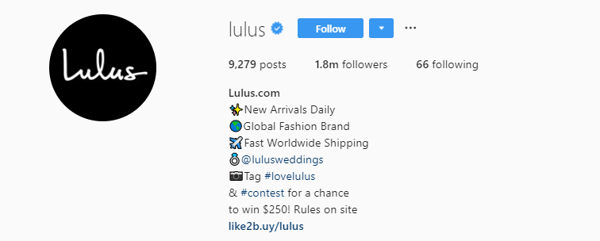 Lulu's IG bio