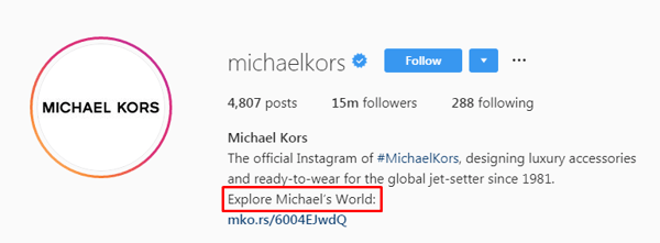 Michael Kors IG bio