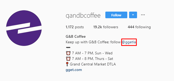 G and B coffee IG bio