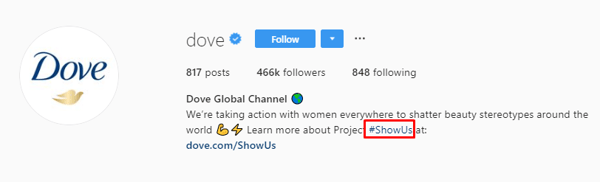 Dove IG bio