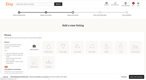 How to add a listing on Etsy