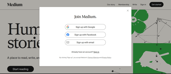 How to create a medium account