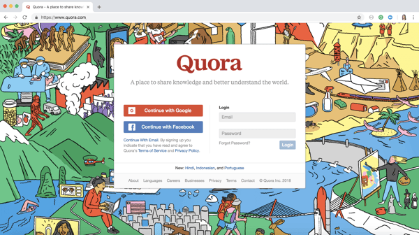 How to delete Quora account step 1 log in