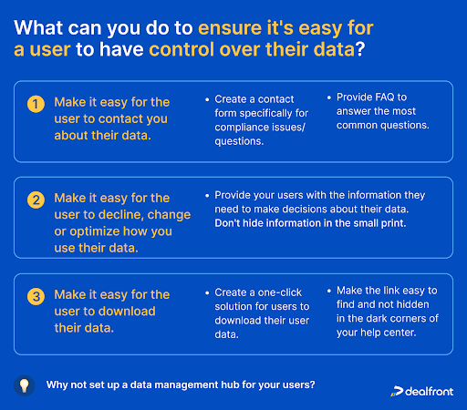 How to ensure users can easily access and control their data