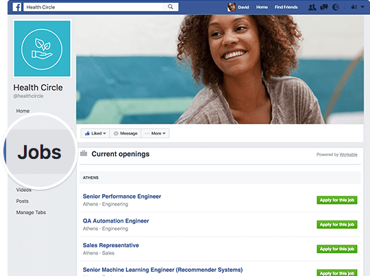 job listing on facebook page
