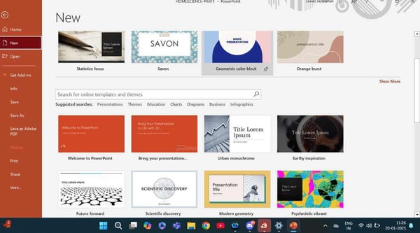 Templates on Microsoft PowerPoint