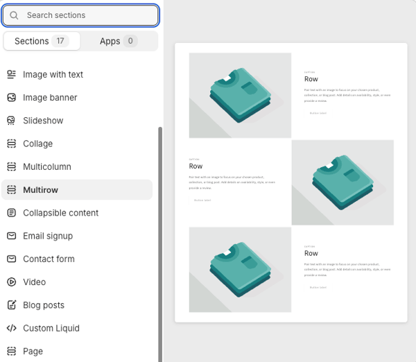 In-built image template (Shopify)