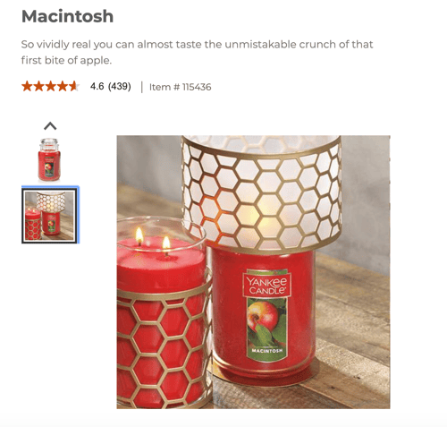 In-context product shot of a Yankee Candle 