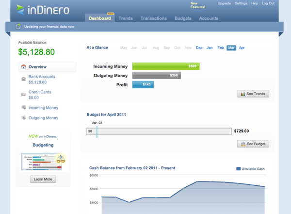 InDinero interface