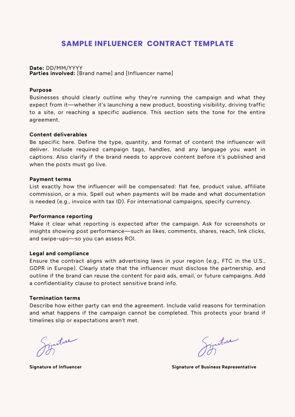 Influencer Contract Template