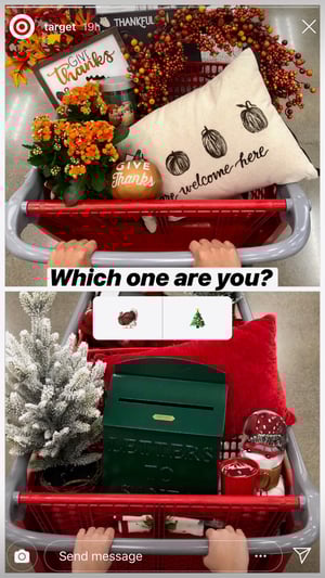 Holiday Instagram story poll from Target