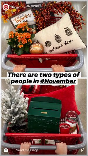 Holiday Instagram story from Target