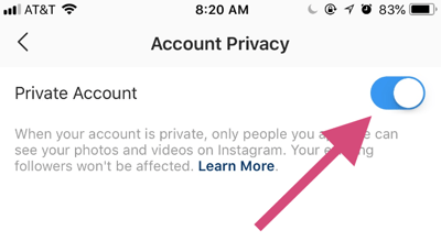 Click on account privacy and make the switch