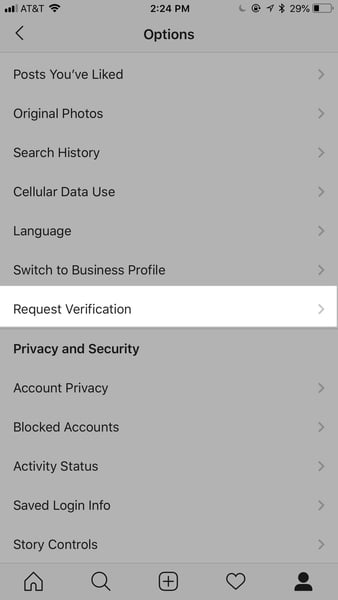 how to request verification on instagram