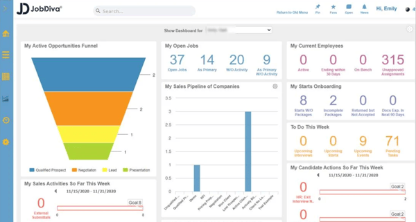 JobDiva interface